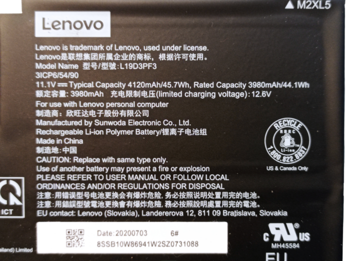 Lenovo Ideapad 5 15ARE05 Bateria L19D3PF3 - obrazek 3