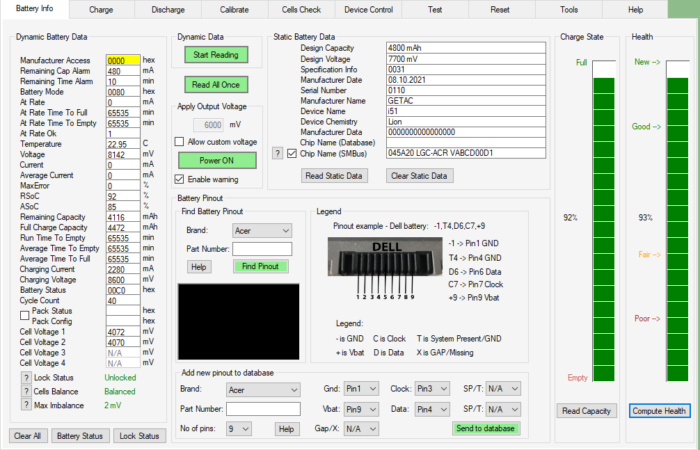 GIGABYTE U4 RC14   Bateria sprawna L140BAT-2 2ICP5/50/112 - Image 4