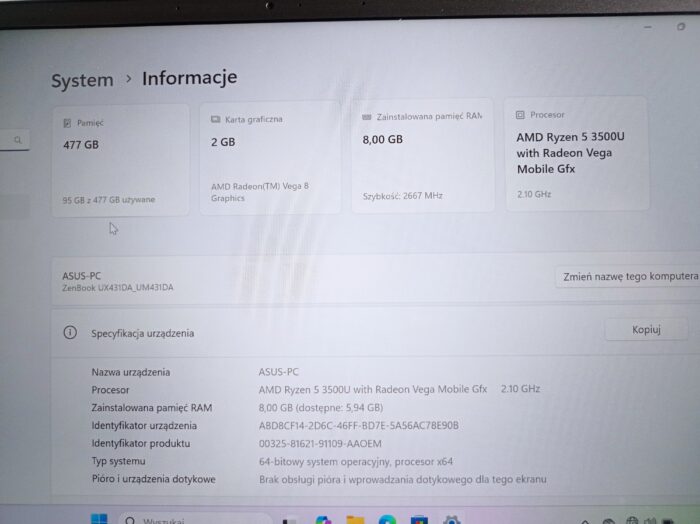 Laptop ASUS ZenBook 14 UM431D – 14" FHD, Ryzen 5, 8GB, 512GB SSD, Vega 8 - Image 12